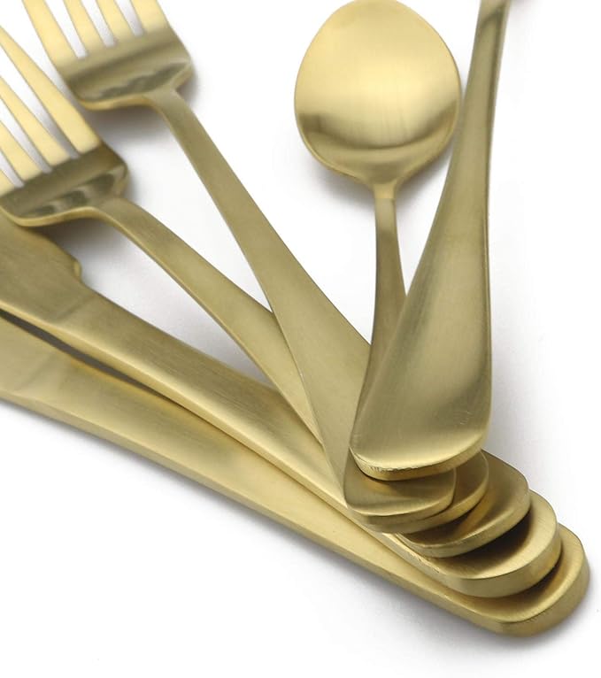 20-Piece Stainless Steel Flatware Set, Matte Finish Gold, Service for 4