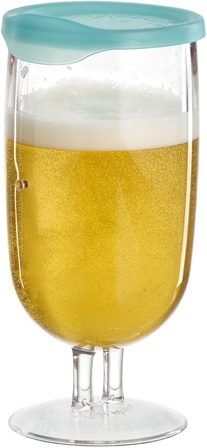 LipLidz Brewtail/Tumbler Glasses, 4 Pack, 20.7 oz Dual-Stemmed BPA-Free Plastic Drinkware with Drink-Through Attachable Lid, Shatterproof, Made in USA