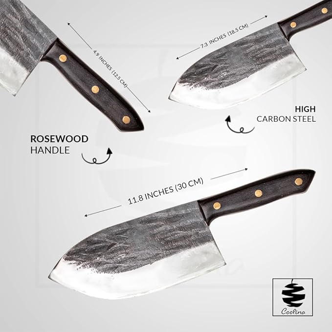 COOLINA Galba Butcher Knife, Full Tang Wide Blade, All-around Kitchen Knife for Meats and Bones