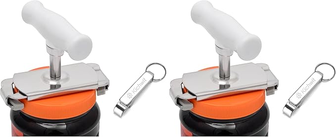 Kichwit Jar Opener for Weak Hands, Jar Bottle Opener for Seniors with Arthritis, Bottle Opener Keychain Included (Pack of 2)