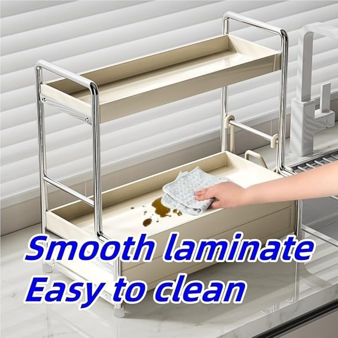 2-Tier Metal Spice Rack Desktop Storage Rack with Drawers Multifunctional Organizer Cosmetic Box for Bathroom Kitchen Beautiful