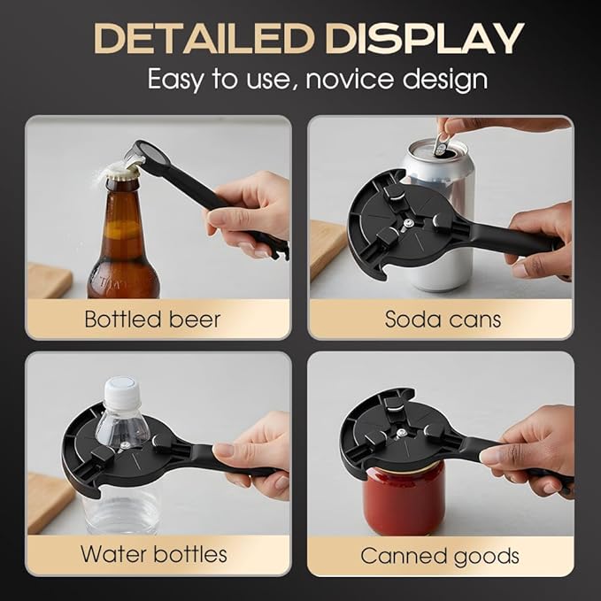 Adjustable Stainless Steel Jar Opener, Multifunctional Lid Gripper & Bottle Cap Opener for Weak Hands, Stainless Steel Can Opener Easy-Open Tool for Jars, Cans, Bottles Kitchen Gadget (2PCS)