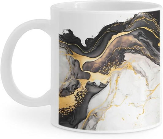 Coffee Mugs Marble Pattern Ceramic Latte Mug with Handle 11 OZ for Men Women for Latte Cappuccino Cocoa Milk Dishwasher & Microwave Safe