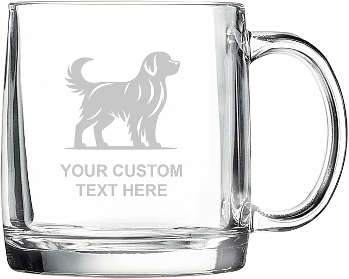 Dog, Personalized 12.5 oz Polar Camel Glass Coffee Desk Mug – Custom Laser Engraved Clear Cup for Tea, Espresso, Latte, Whiskey - Microwave Safe/Made in USA