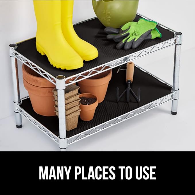 GORILLA GRIP DuraGuard Shelf Liner, 20x20 Non-Adhesive Cabinet Liners for Kitchen Drawers, Shelves, Refrigerator, Pantry Storage, Bathroom Closet, Durable Waterproof BPA Free Ribbed Plastic, Jet Black