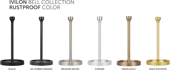 Ivilon Countertop Paper Towel Holder - Modern Bell End Minimalist Design - Color Chrome