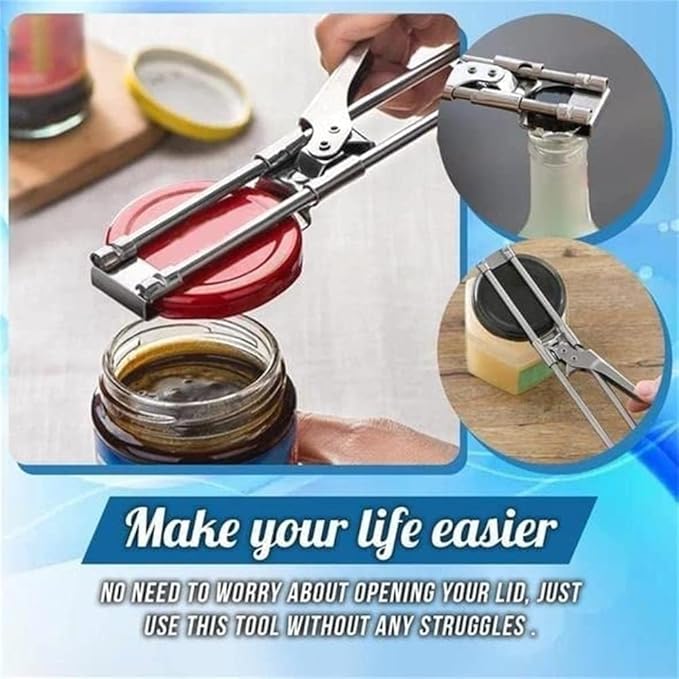2023 New Jar Opener for Weak Hands, Adjustable Stainless Steel Can Opener, Jar Gripper Tight Lid Opener, Kitchen Gadgets, Easy Jar Opener for the Elderly and Children (B1-1PCS-Extended Model)