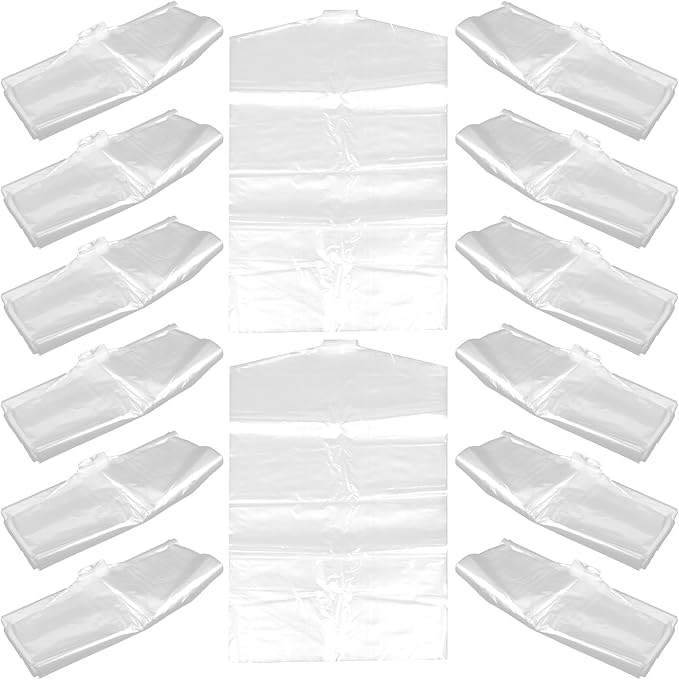 Sosoport 50pcs Clothing Storage Bags Transparent Garment Covers PE Thickened Dustproof Hanging Suit Covers with Hanger for Clothes