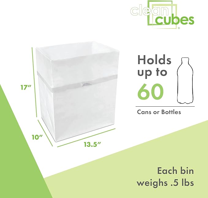 13 Gallon Disposable Pop-Up Trash Cans (6-Pack) with Fitted Bags – Foldable Garbage & Recycling Bins for Parties, Events & Kitchen (White, 17" H x 13.5" W x 10" D)