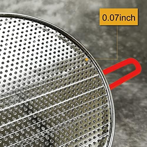 Tenta Kitchen 18/8(304) Stainless Steel Large Fine Mesh Strainer Micro-Perforated Flat Buttom Colander Stainless Steel Punched - Designed for Chef Commercial and Your Home 7.1 Inch/18 cm Diameter
