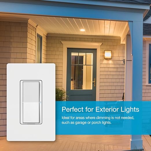Lutron Claro Smart Light Switch for Caseta Lighting, for LED Lights, Fans, 5 Amp, Single-Pole/3-Way, Neutral Required, DVRF-5NS-BL, Black