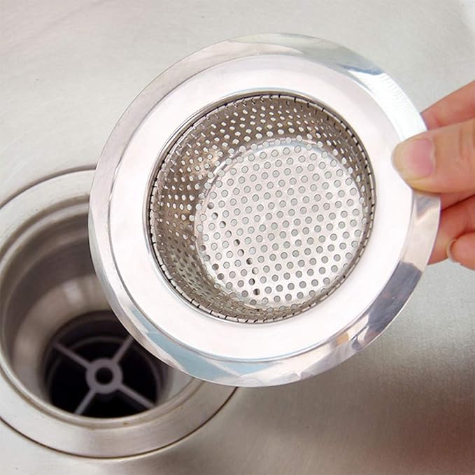 4.5 Inch Diameter Rim Heavy Duty Stainless Steel Kitchen Sink Basket Strainer, Large (Pack of 2)