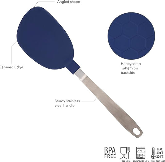 Tovolo Nylon Flex Turner With Stainless Steel Handle, Flexible Pancake Turner, Flexible Kitchen Spatula for Non-Stick Cookware, Scratch-Resistant Nylon Kitchen Utensil for Cooking & Flipping Eggs