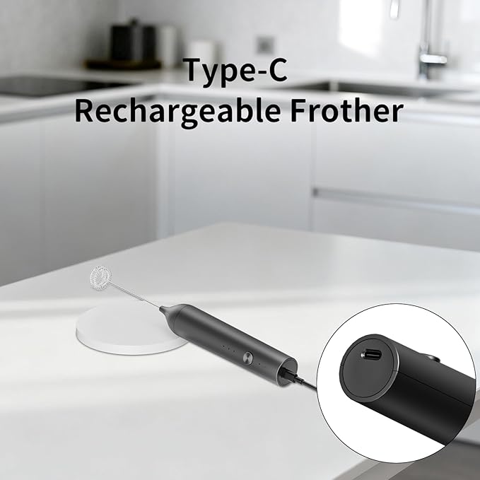 Kitchen Milk Frother Handheld with Stand, 3 Speeds Adjustable Mixer Electric Handheld Frother Wand, Hand Mixer Matcha Whisk Coffee Stirrers for Matcha, Hot Chocolate, Egg, Lattes - Black