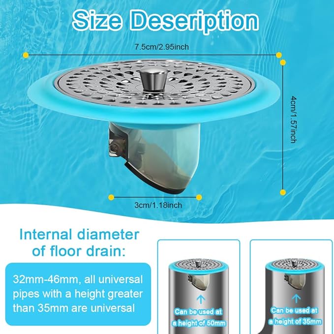 Stainless steelShower Hair Catcher,Shower Drain Cover,Shower Drain Strainer,Shower Drain,Best Hair Catcher for Sink Drain,Shower Hair Strainer, Easy to Clean and use