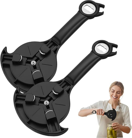 Adjustable Stainless Steel Jar Opener, Multifunctional Lid Gripper & Bottle Cap Opener for Weak Hands, Stainless Steel Can Opener Easy-Open Tool for Jars, Cans, Bottles Kitchen Gadget (2PCS)