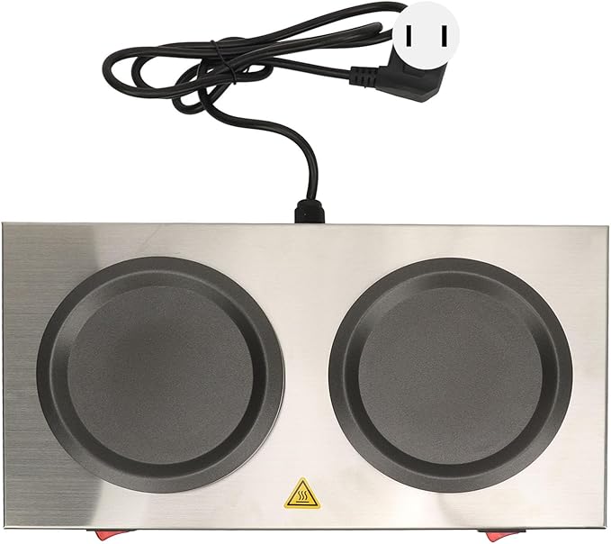 Double Coffee Warmer, Stainless Steel 160 w Portable Double Hot Plate Warmer Commercial Coffee Pot Standard Decanter Warmer, for Coffee Shops (US Plug 110V)