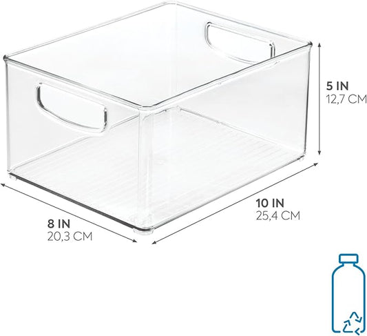 iDesign Stackable Storage Bin with Handles - Organize Pantry, Fridge, or Freezer, Clear, Made in USA