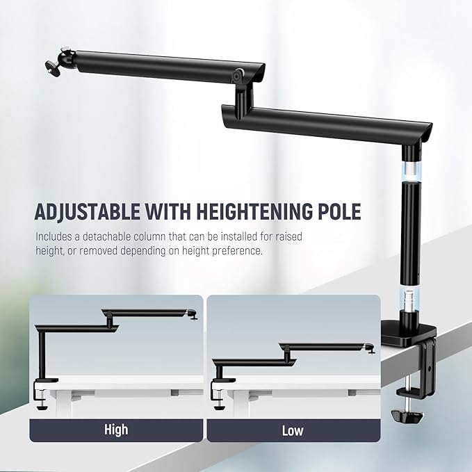 NEEWER Microphone Stand, Low Profile Damped Mic Holder Boom Arm Desk Mount with Ball Head & 3/8" 5/8" Adapters Compatible with Blue Yeti Snowball HyperX QuadCast SoloCast Shure, Max Load 3.3 lb, MS007