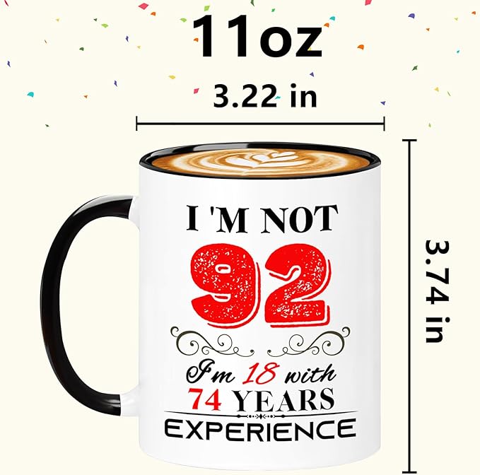 1933 92th Birthday Mug for Women Men, Turning 92 Year Old Birthday Gifts for Mom, Dad, Grandma, Grandpa, Wife, Husband, Uncle, Aunt, Sister, Best Friends, Coworkers, Her, Him, 11oz Coffee Cup