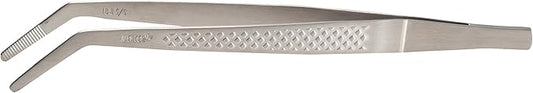 Mercer Culinary 18-8 Stainless Steel Precision Plus Chef Plating Tong, Curved Tip, 6-1/8 Inch