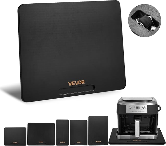 VEVOR Appliance Slider, Large 13 x 16-inch, Rolling Sliding Tray with Silent Rubber Wheels & Hollow Handle, Easy to Clean, Appliance Rolling Tray for Coffee Maker, Kitchen Countertop, Black