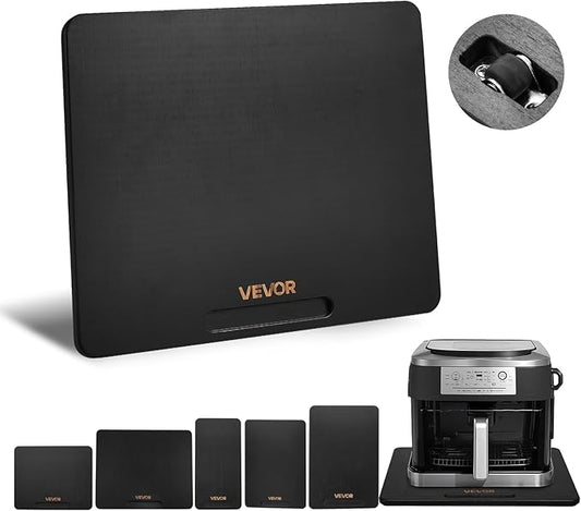 VEVOR Appliance Slider, Large 13 x 16-inch, Rolling Sliding Tray with Silent Rubber Wheels & Hollow Handle, Easy to Clean, Appliance Rolling Tray for Coffee Maker, Kitchen Countertop, Black