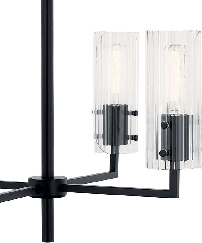 KICHLER Velestino 20.5" 4 Light Chandelier in Black, for Small Foyer, Dining Room, Living Room, Bedroom, (19.25" x 20.5") 52678BK