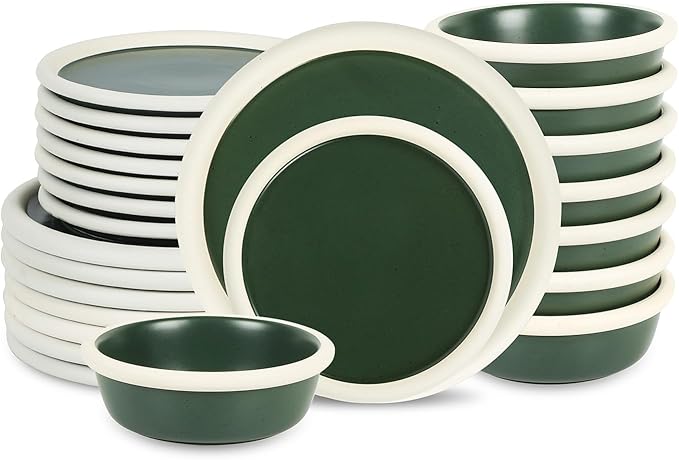 Stone Lain Capri 24-Piece Dinnerware Set Stoneware, Green