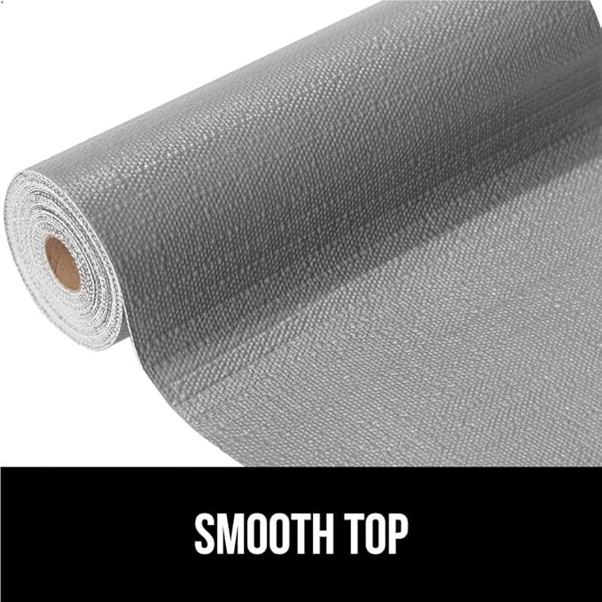 GORILLA GRIP Slip Resistant Drawer and Shelf Liner 2 Pack, Non Adhesive Water Resistant, Easy Clean and Trim, Smooth Surface Liners for Kitchen Cabinet, Shelves, Drawers, Pantry, 12 in x 20 FT, Gray