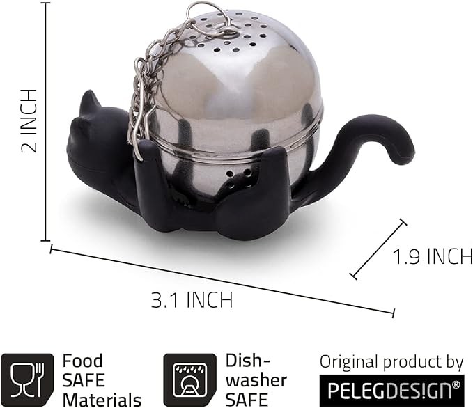 Title Peleg Design Catty Tea Infuser – Cute Stainless Steel Cat Tea Strainer for Loose Leaf Tea | Fun Animal Tea Steeper & Gift for Tea Lovers, Black