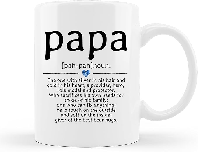 QUICQOD Papa Definition Coffee Ceramic Mug, Grandpa Gifts, Papa Coffee Mug for Men, Fathers Day Birthday Christmas Thanksgiving Day Gifts,11 Oz