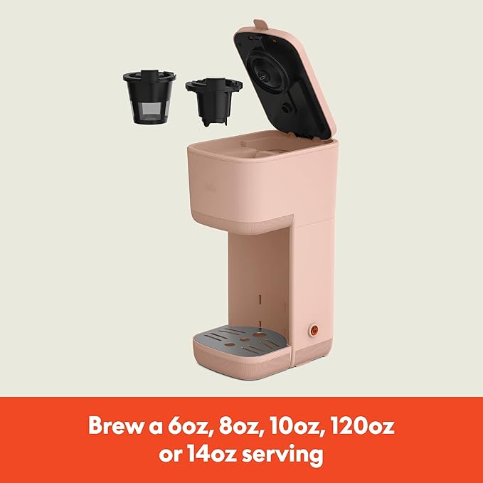 BELLA Single Serve Coffee Maker, K Cup & Coffee Ground Compatible with Removable, Adjustable Drip Tray, Auto Shutoff & Reusable Dishwasher Safe Accessories, Brews 6oz to 14oz, 1000 Watt, Blossom