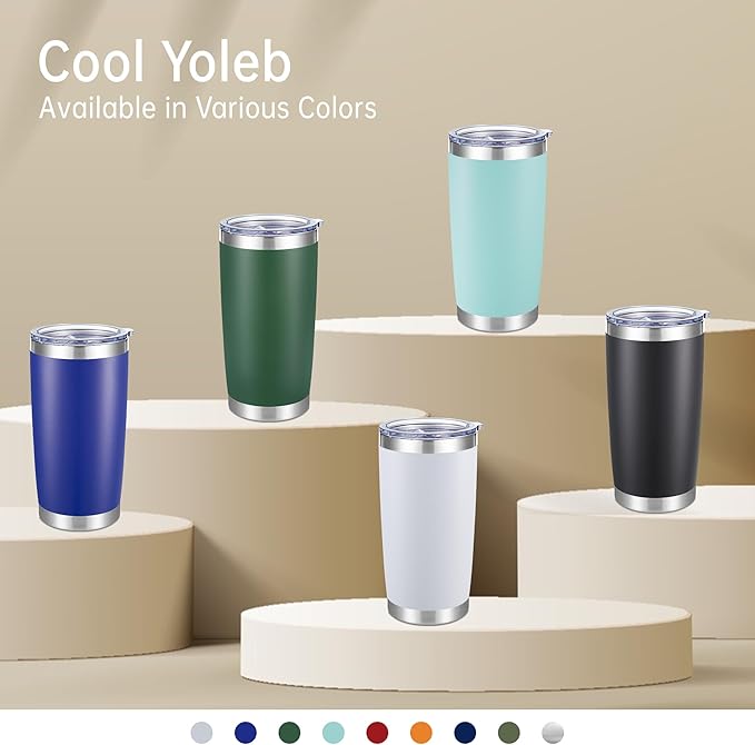 20 oz Tumbler Stainless Steel Tumblers with Lid Double Wall Vacuum Insulated Coffee Mug 20oz Powder Coated Cup for Hot and Cold Drinks, Black, 1 pack