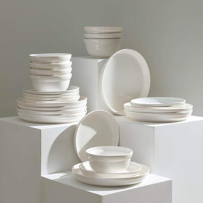 Stone Lain Virtuo 24-Piece Dinnerware Set Porcelain, White