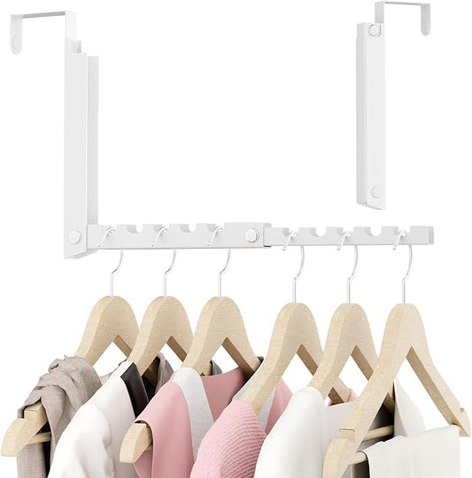 BAKON Over The Door Hooks, Small Space Double Folding Portable Over The Door Drying Rack for Laundry, Bathroom, Bedroom, Travel Storage and Drying (1Pack,White)