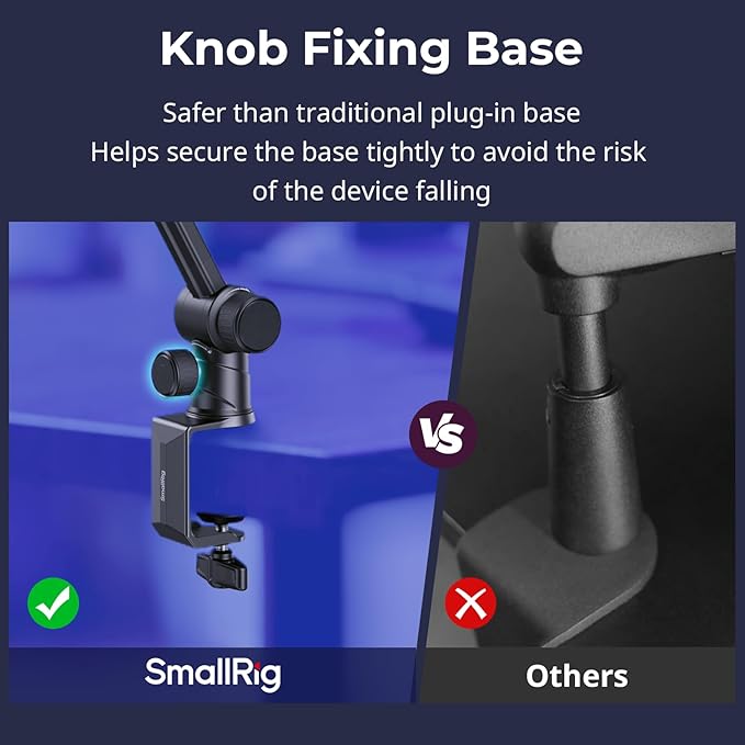 SmallRig Mic Boom Arm, Innovative Hydraulic Damping Microphone Stand with Desk Mount Clamp, Screw Adapter, Cable Management for Podcasting, Streaming, Gaming, Home Office - 4303