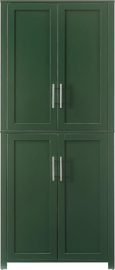 Crosley Furniture Savannah Tall Pantry Storage Cabinet with Shelves, Kitchen, Dining, or Laundry Room, Hunter Green