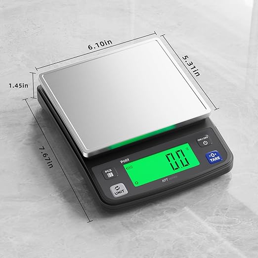 Polit KPT-EVO Digital Food Scale – 0.5g Precise Rechargeable Scale with Stainless Steel Tray, 13lb/6kg Capacity, Ideal for Baking, Coffee Brewing and Diet Tracking