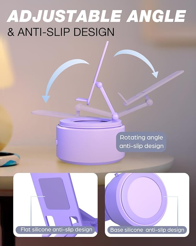 Gifts for Christmas Men Women, Cell Phone Stand with Wireless Bluetooth Speaker, Him Husband Boyfriend Xmas Anniversary Birthday Gifts from Wife, Stocking Stuffer for Men (A-Purple)