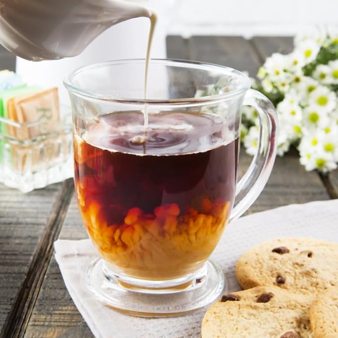 Clear Glass Cafe Mug, 16 oz Capacity, Crystal Construction, Footed Base, Dishwasher Safe, Customizable, 12 per Case