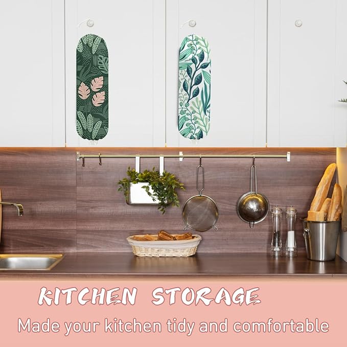 2PCS Seaweed Plastic Bag Holder, Wall Mount Grocery Bag Holder Plastic Storage bag, Botanical Rustic Kitchen Storage Organizer Grocery Bags with Drawstring, Gifts for Women Mom Grandma