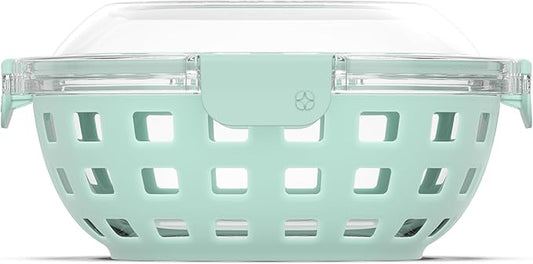 Ello Duraglass Meal Prep Lunch Bowl Container, 5 cup- Glass Food Storage Container with Silicone Sleeve and Airtight BPA-Free Plastic Lid, Dishwasher, Microwave, and Freezer Safe