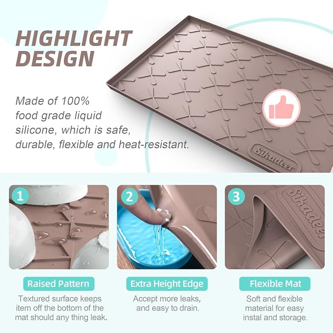 SIKADEER 40" x 22" Under Sink Mat Waterproof, Silicone Mat Kitchen Drawer Shelf and Cabinet Liner, Sink Protector for Kitchen Organizers and Storage, Boot Tray Pet Food Mats