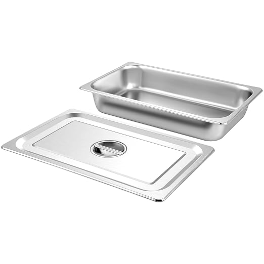 VEVOR 4 Pack Full Size Steam Table Pan,4 Inch Deep, 13L Capacity - Stainless Steel Food Container for Oven, Hotel - Anti-Jam Design