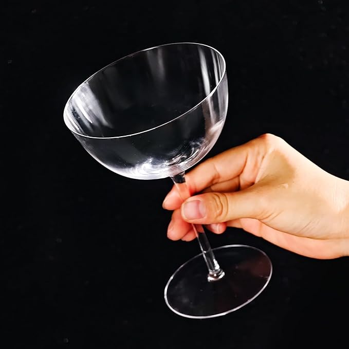 KAMMAK Martini Glasses Set of 2, 7.44 oz Clear Crystal Cocktail Glasses with Stem, Reusable Cocktail Glassware for Wedding Birthday Party, Bar, Margarita, Whiskey, Gin, Tequila, SS024