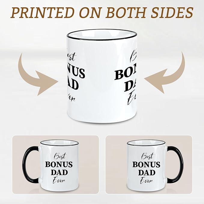 Bonus Dad Gifts, Best Bouns Dad Ever Coffee Mug, Fathers Day Gift Birthday Gift for Men Him Husband from Kids Wife, 11Oz