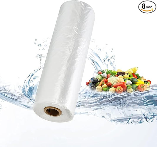 16x20 Plastic Produce Bags on a Roll - Clear Plastic Bags for Food, Vegetable, Fruits, Bread, Pet Bags and Grocery Clear Bag- 350 Bags/roll (8 Roll)