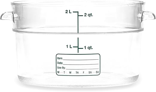 Carlisle FoodService Products Storplus Round Food Storage Container with Stackable Design for Catering, Buffets, Restaurants, Polycarbonate (Pc), 2 Quart, Clear