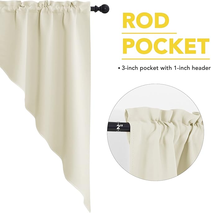 NICETOWN Swag Curtains for Kitchen Sink Topper, Farmhouse Light Blacoking Rod Pocket Window Curtain Valances for Living Room, 36" Wide x 36" Long Each Panel, 1 Pair, Light Beige